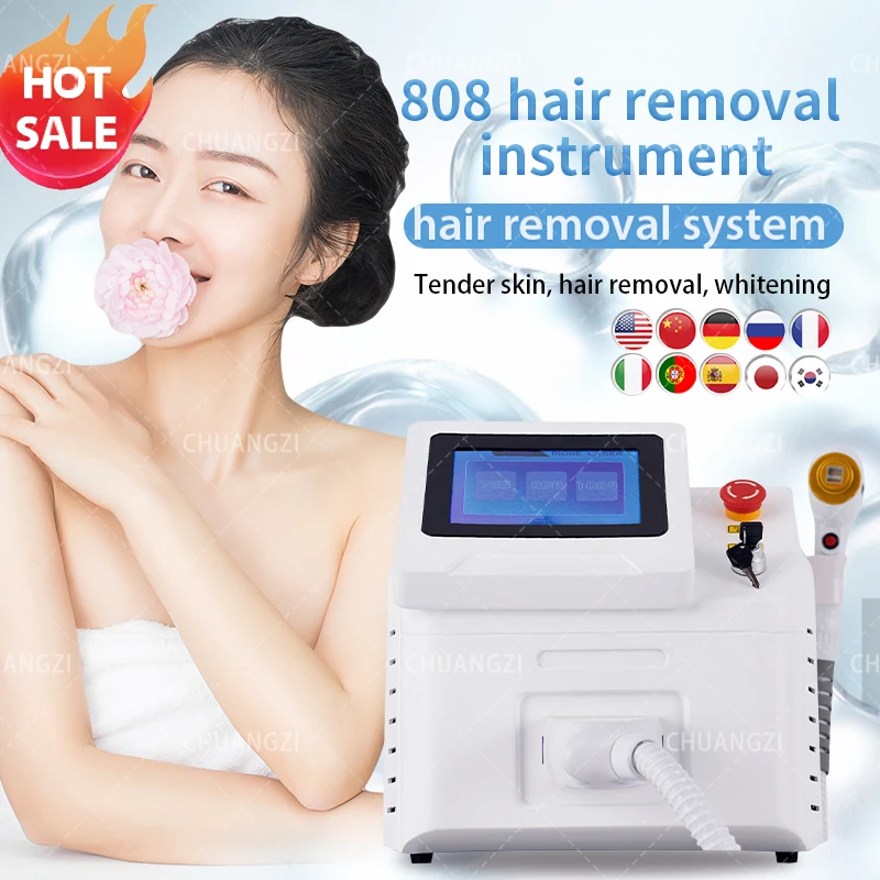 Portable 808 Diode Laser Hair Removal Machine (3 wavelengths 755nm/ 808nm/ 1064nm) Hair Removal IPL Machine Hair Epilator Tool