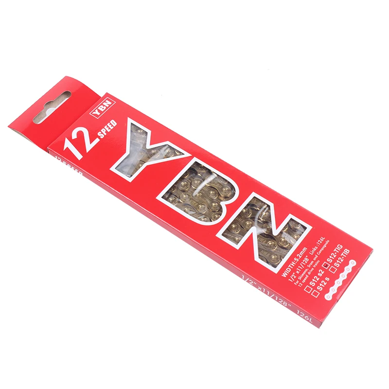 Taiwan YBN 12-speed golden high quality bicycle chain with magic clasp