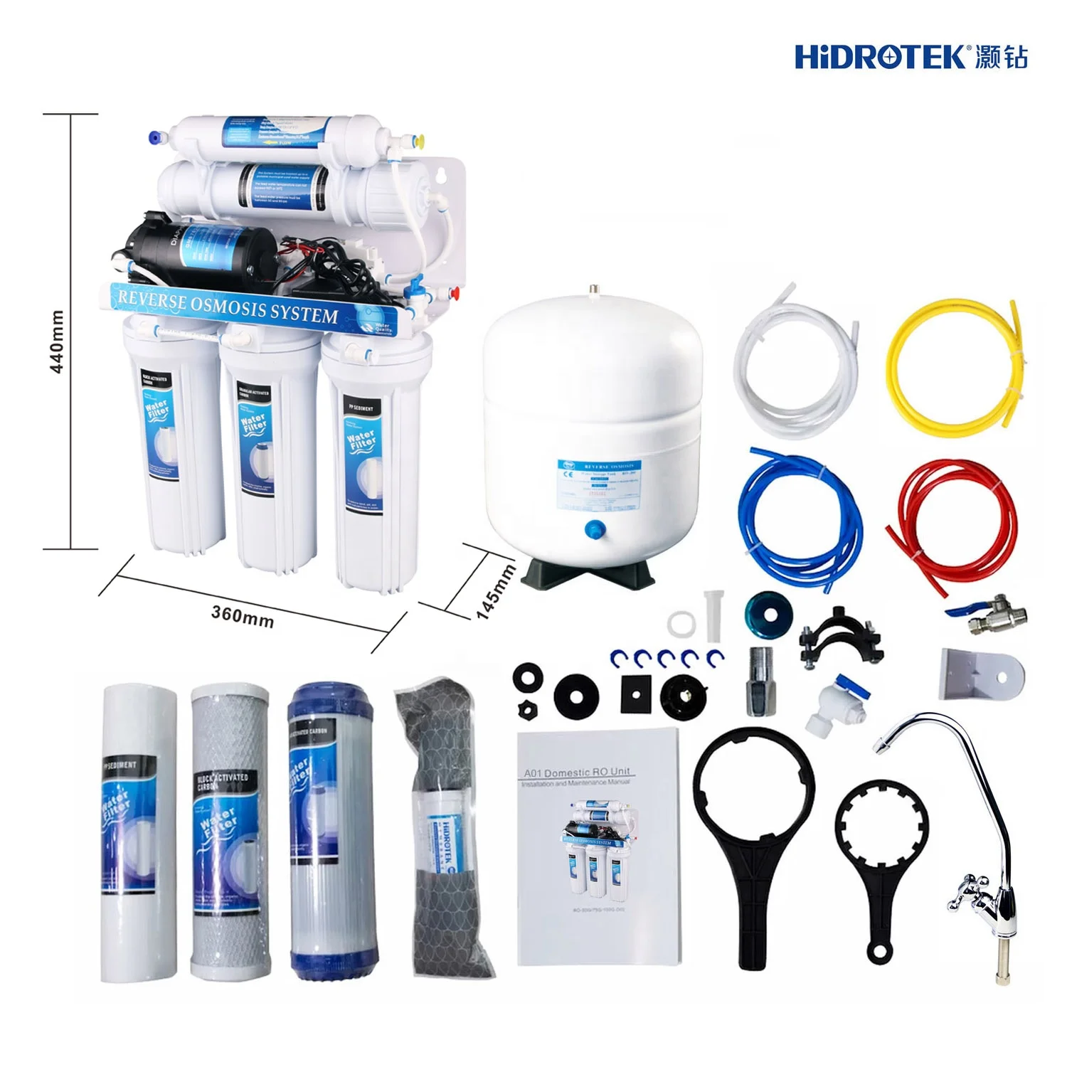 household under sink alkaline reverse osmosis water filter system