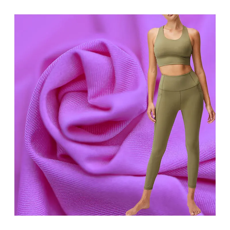 
Hot Sale purple knitted jersey active wear fabric 87% nylon 13% spandex yoga wear fabric 