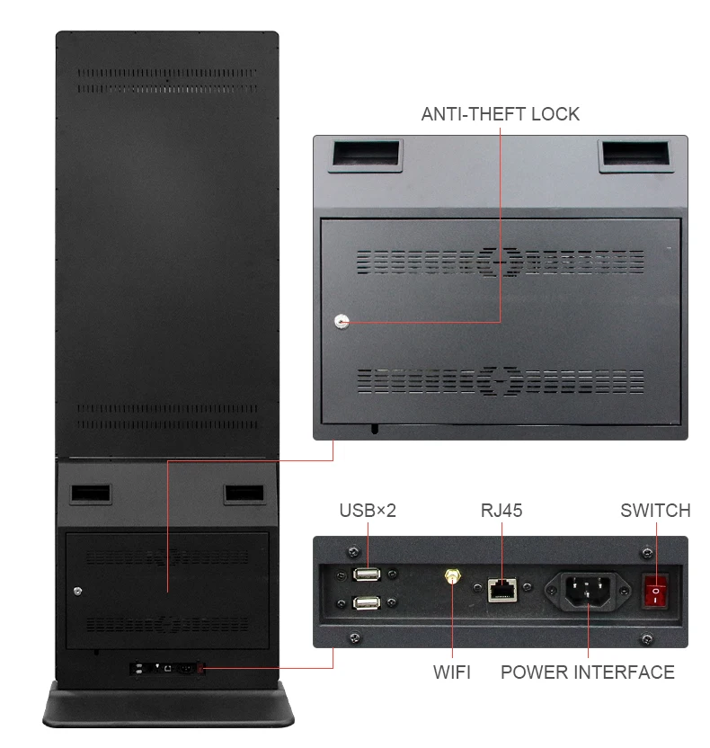 Senke 43 inch floor stand lcd touch screen loop video commercial advertising display screen