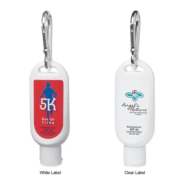 Customized 1.8 Oz Sunscreen Lotion SPF 30 with Carabiner