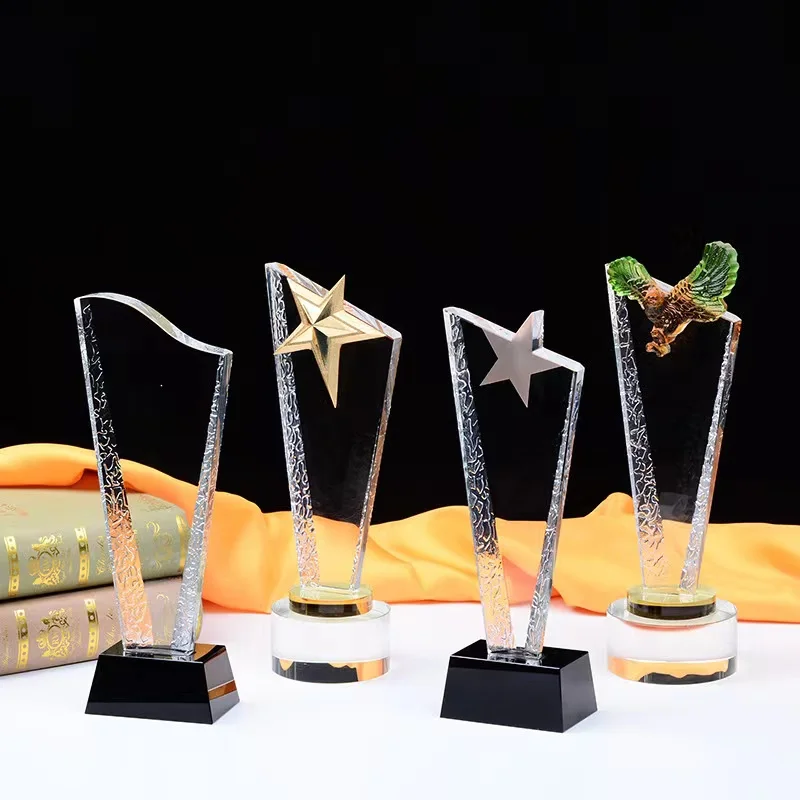 High Grade Cheap Custom shape Blank K9 Glass Trophy Crystal Award Crystal Glass Awards Trophies