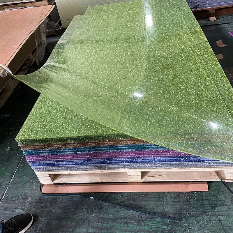 Chinaplas customize 4 X 8 mixed color glitter sparkle plexi glass board MMA acrylic sheet