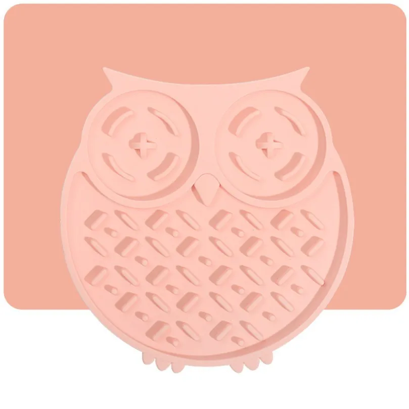 Силиконовый коврик для собак с медленной кормушкой, коврик для ласки в форме совы, экологически чистый коврик для ласки собак