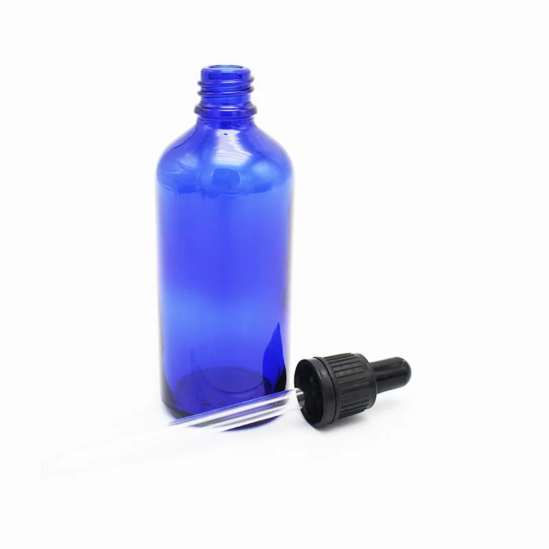 2022 new blue 100ml glass dropper bottle essential oil bottle