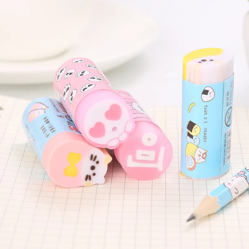 
TOPSTHINK Wholesale Custom Kawaii Soft Colorful Cute Pencil Rubber Erasers Used for Student Stationery 