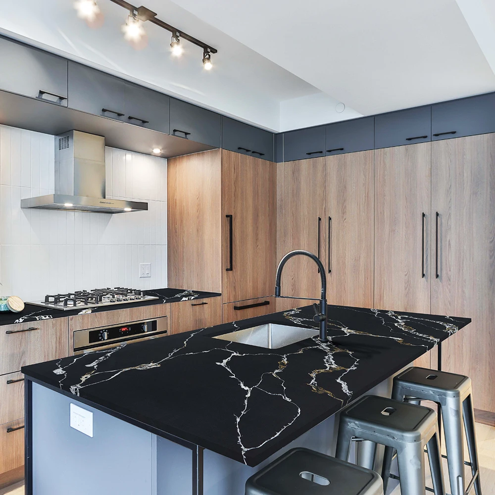 Horizon  Calacatta Black Calcatta Artificial Quartz Slab Stone Quartz 15mm 20mm 30mm Thickness Quartz Countertops Stone
