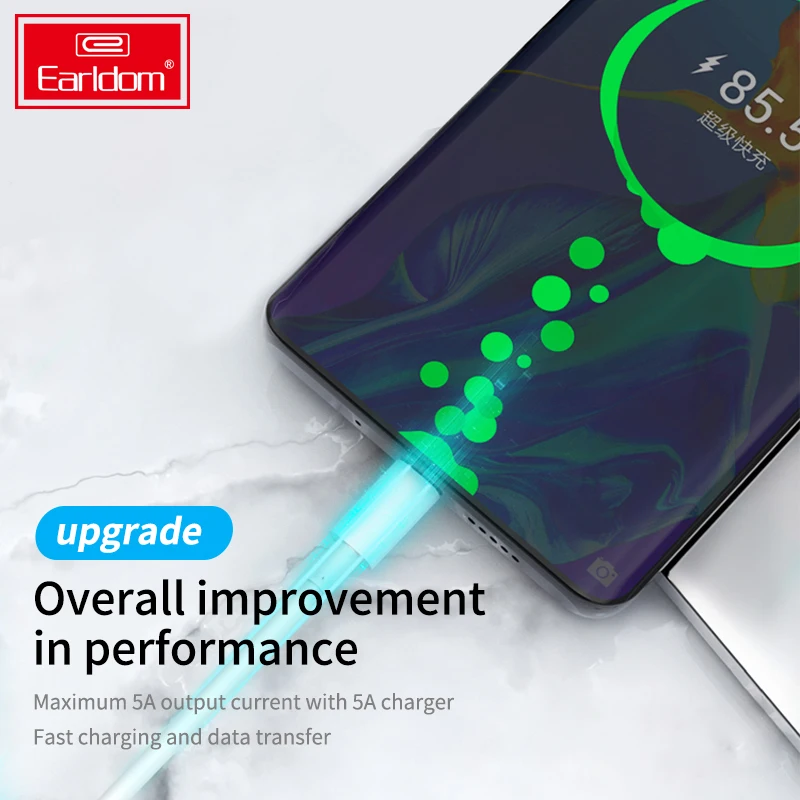 Кабель для быстрой зарядки Earldom 5A кабель синхронизации 1 м USB 3 0 Type-c Зарядные кабели мобильных телефонов Android типа