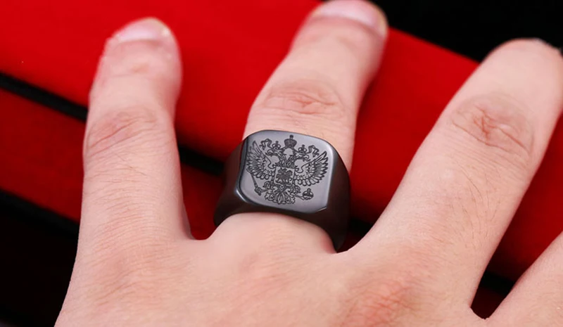 Black Painting Stainless Steel Custom Engraved Ring Masonic