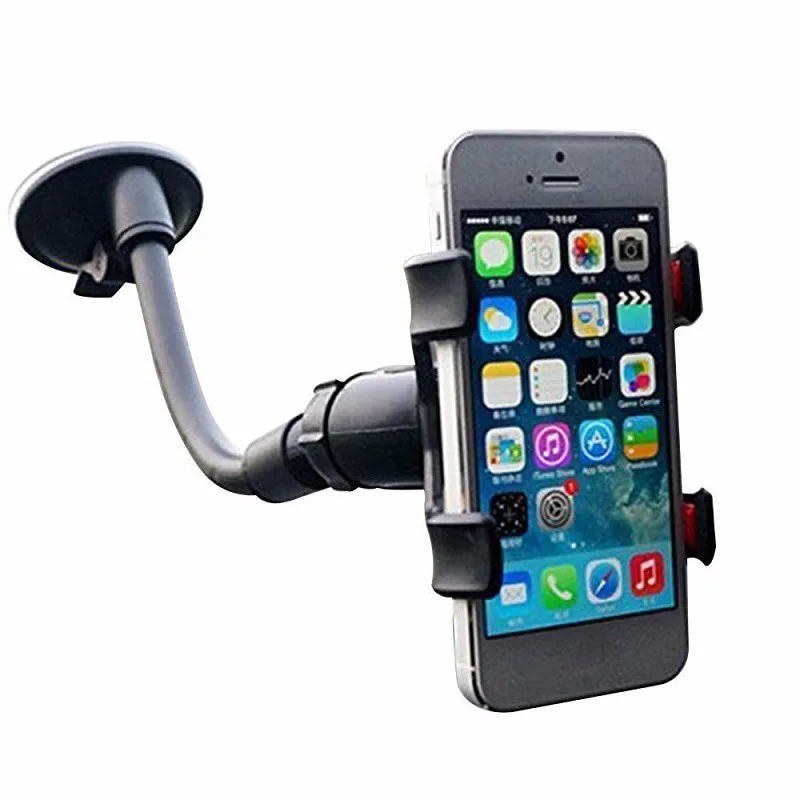 Car Phone Mount Windshield, Long Arm Clamp Universal Windshield with Double Clip Strong Suction Cup Cell Phone Holder