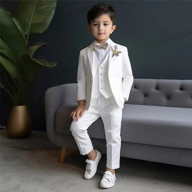 Custom Clothing Cute Gentlemen Sets Solid Color Boys Boutique Clothing One Side Button 3 Pieces Boys Suit Formal For Wedding