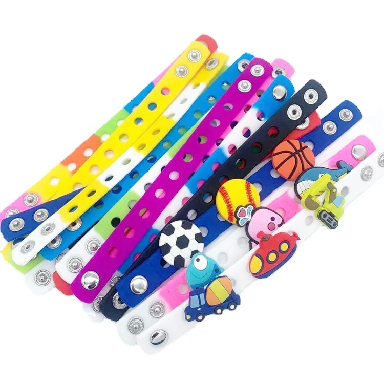 Wholesales Rubber Charms Bracelets, Cheap Cartoon Logo Charms Bracelets, Unisex Adjustable Silicone Wristbands