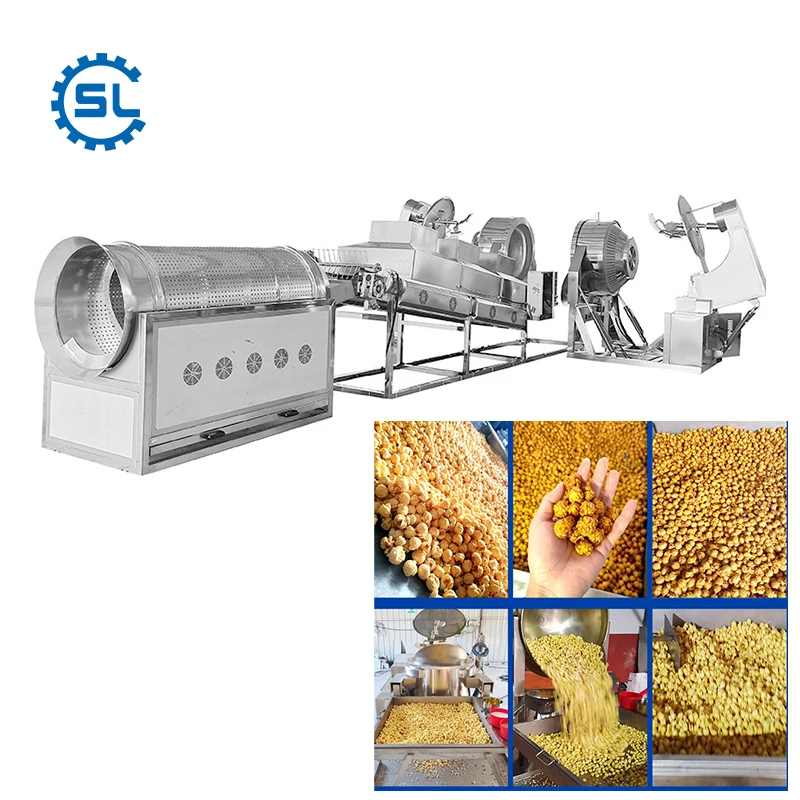 American Style Corn Kernel Gas Heating Automatic Popcorn Making Machine