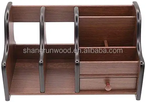 Wooden Desktop Organizer With Drawers Multi-Function Wooden Table Organizer For Home Office Makeup Box