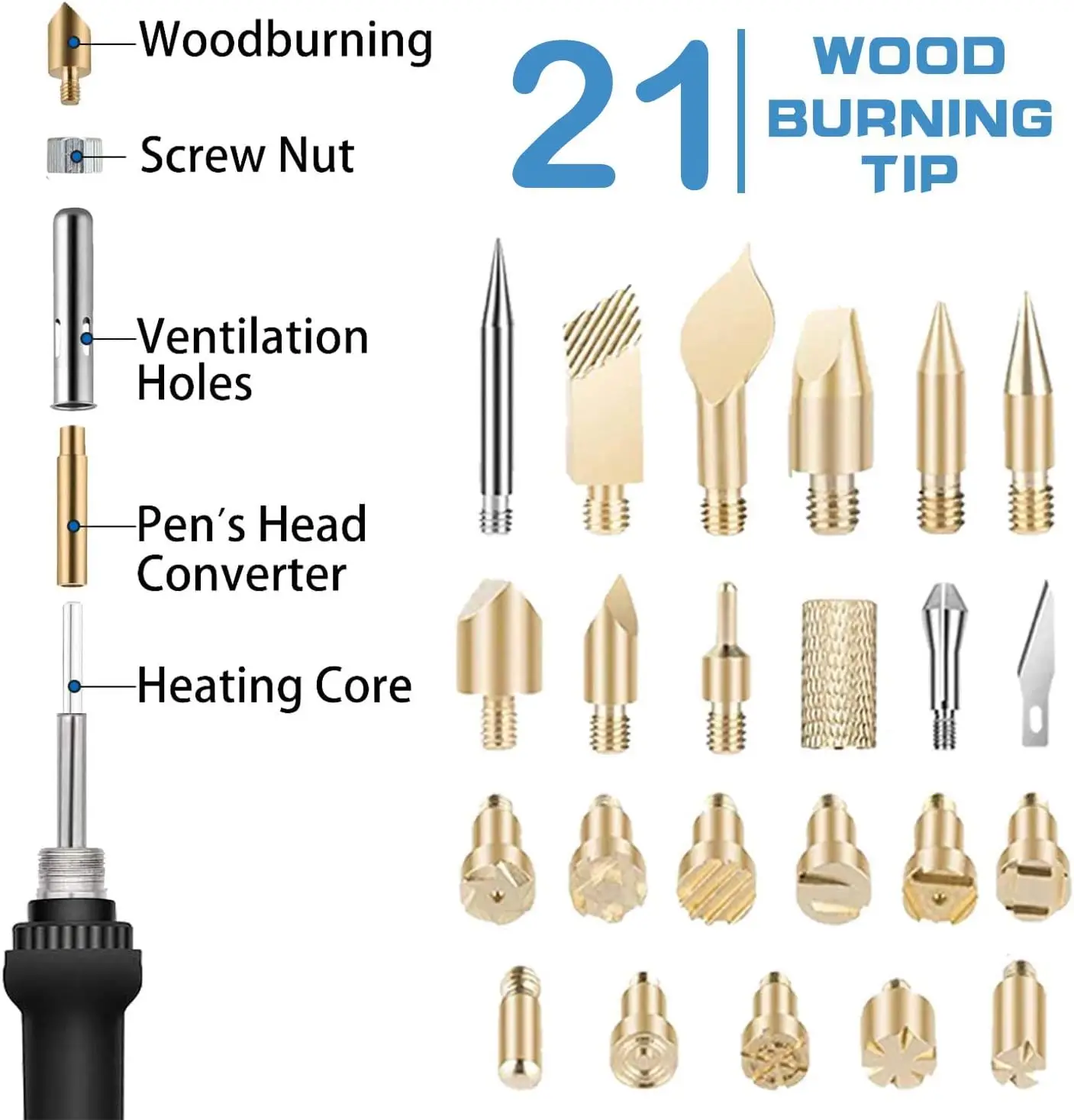 37Pcs pyrography wood burning kit For Beginners Adjustable Professional wood burner pen Tool and Accessories woodburning Embos