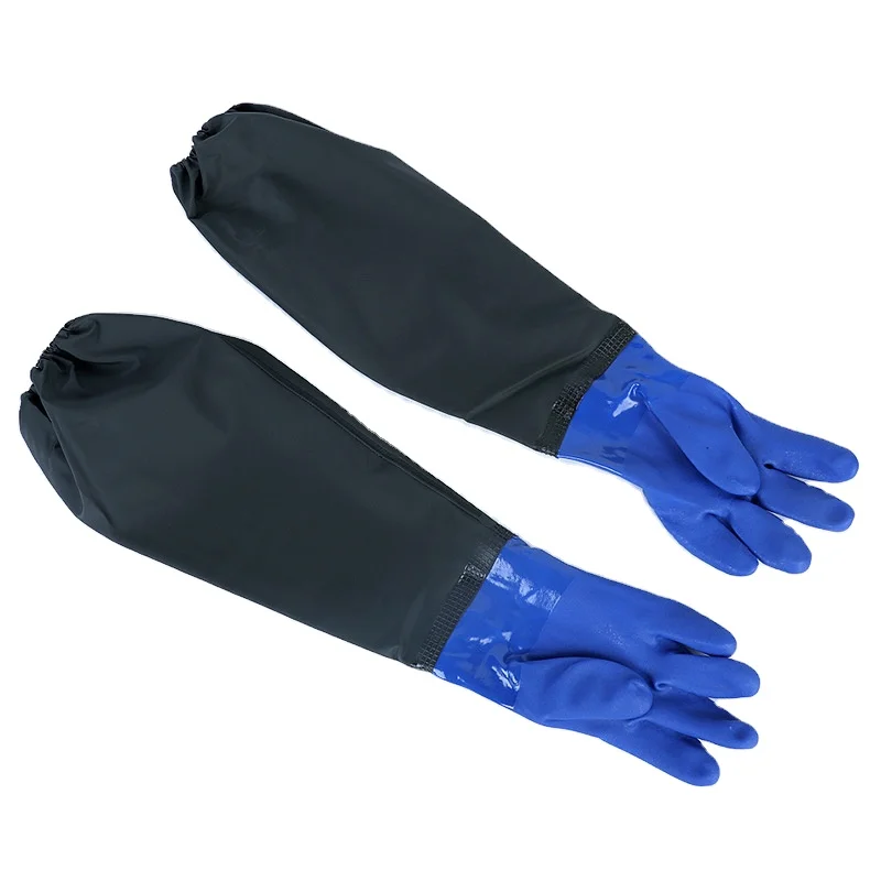 Fishing waterproof gloves aquatic lengthening catch fish thickened with velvet protection rubber non-slip car wash gloves