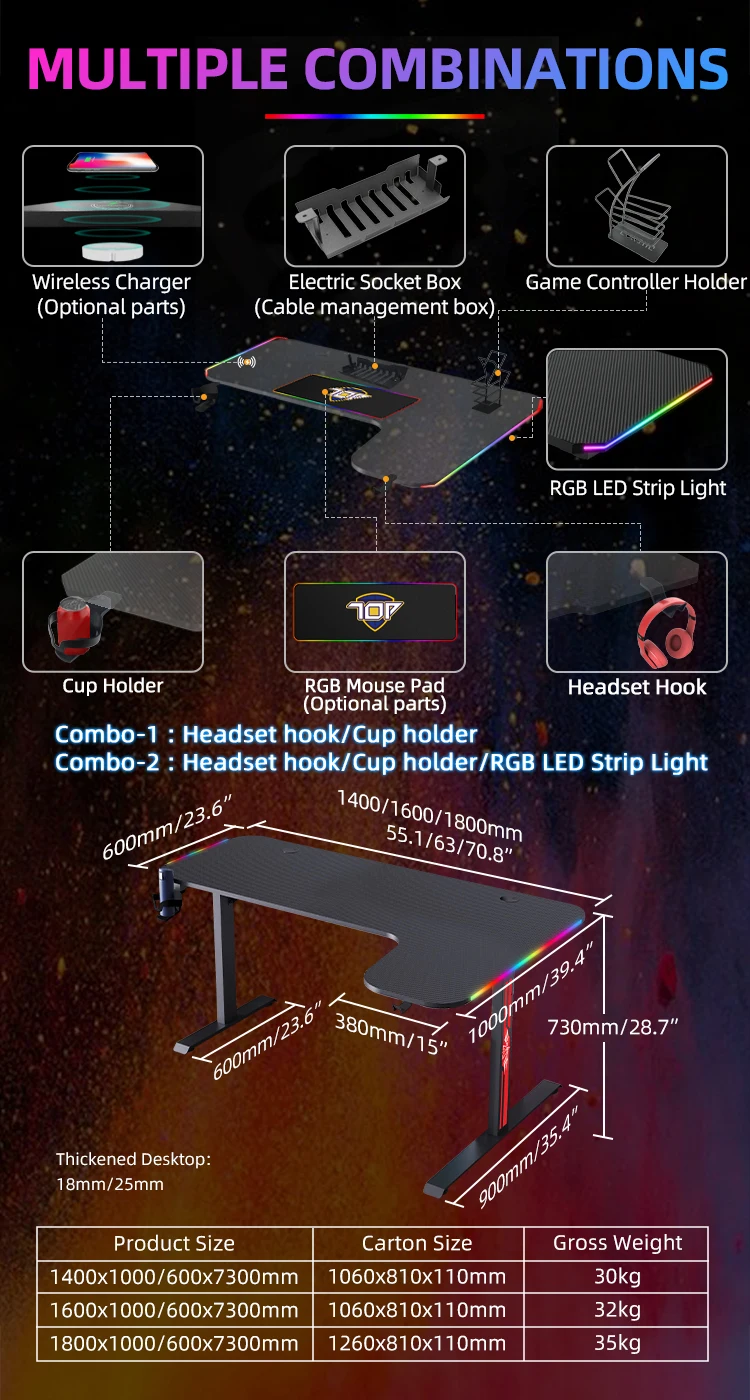 Modern gaming computer desk l shape for pc picture black corner gaming desk manufacturer adjustable led rgb gaming table
