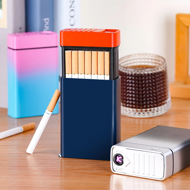 Роскошный портсигар с USB зарядкой от производителя OEM прикуриватель 2 в 1 на заказ Волшебная сигаретная коробка зажигалкой