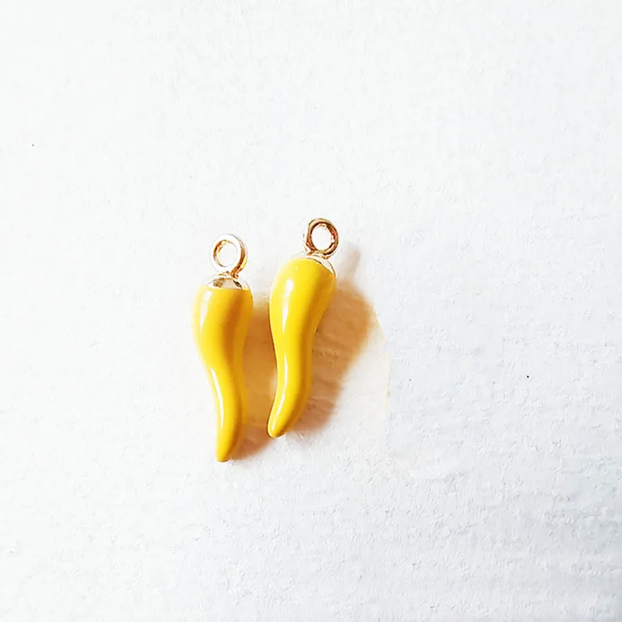 3D DIY Gold Plated Zinc Alloy Jewelry Making Accessories Enamel Enameled Vegetable Hot Pepper Chili Charm Pendant