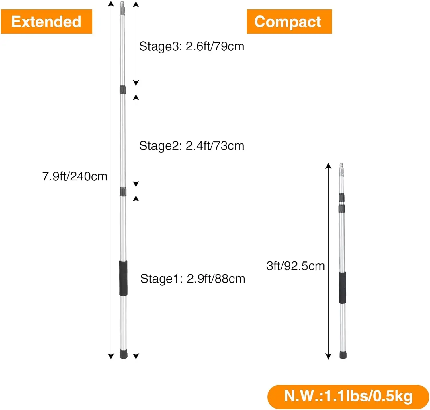 Factory Custom Multi-Purpose Extension Pole Lightweight Durable Aluminum Alloy Telescopic Pole For Window Cleaning