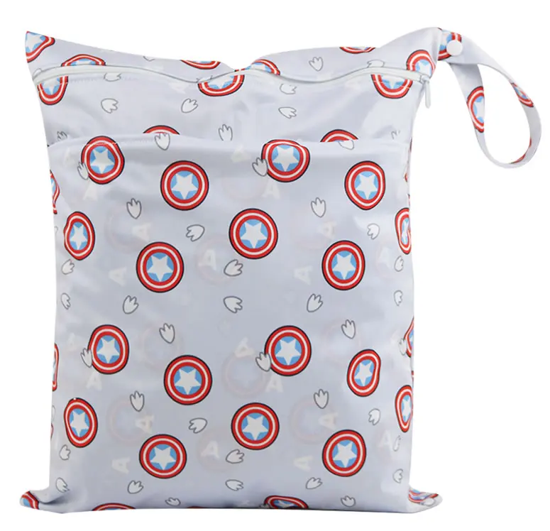 Wholesale Baby Waterproof Reusable Cloth Two Zipper Diaper Wet Bag for Store Nursing Pads or Makeup Remover Pads