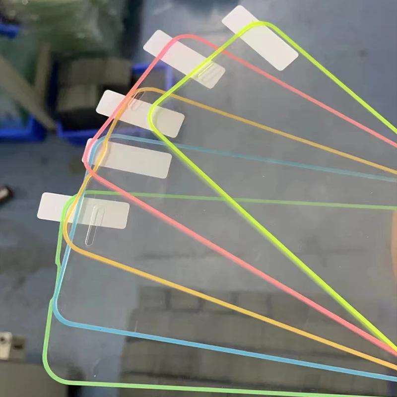 Multi Color Silicone Glow In Dark Fluorescent Color 9h Tempered Glass Luminous Screen Protectors For Iphone 11 12 13 14 Pro Max