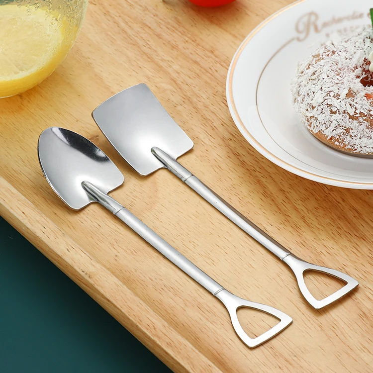 Creative lovely square head coffee ice cream spoon shovel shape ice cream spoon steel