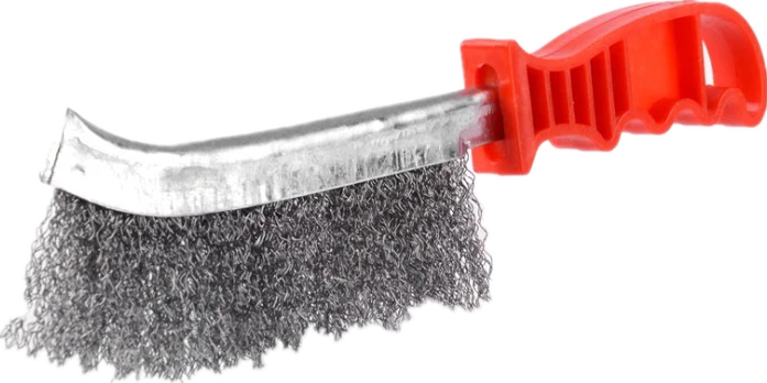 HOTO Carbon Steel Wire Brush with Curved Wood Handle