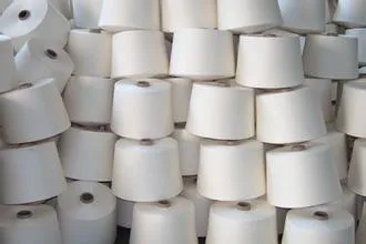 Low Price 100% recycled polyester yarn supplier  30/1 Raw White  Spun Yarn for yarns knitting and weaving