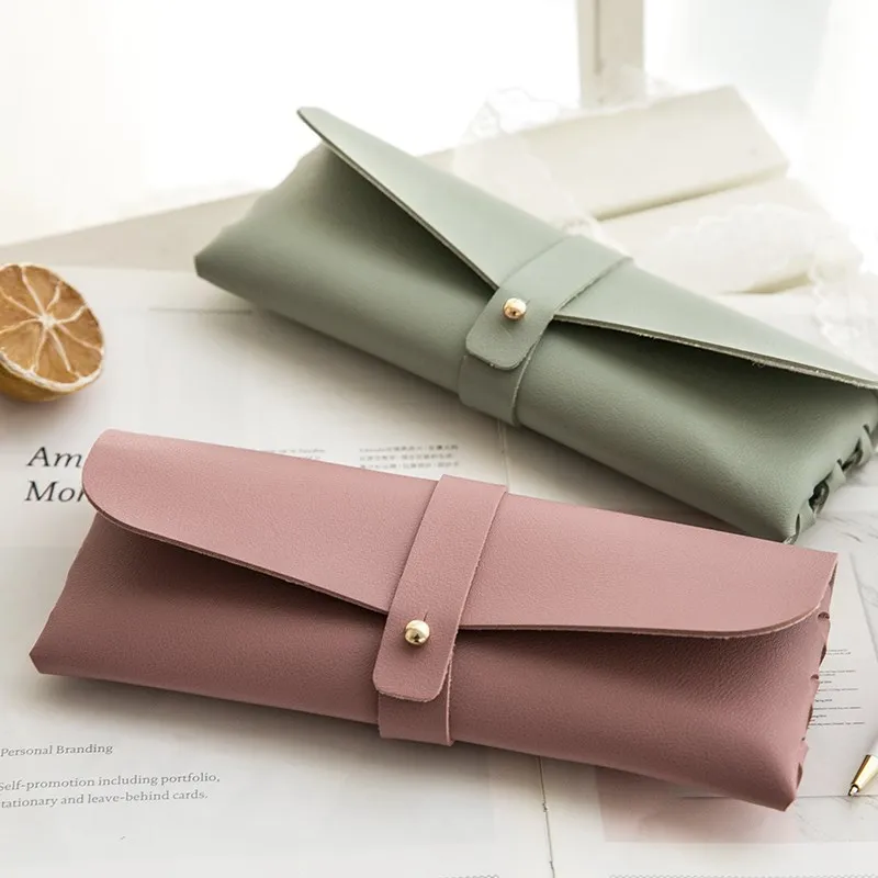 Fashionable High Quality Faux PU Leather Pencil Case Glasses Pouches Custom Logo Sunglasses Storage Bag
