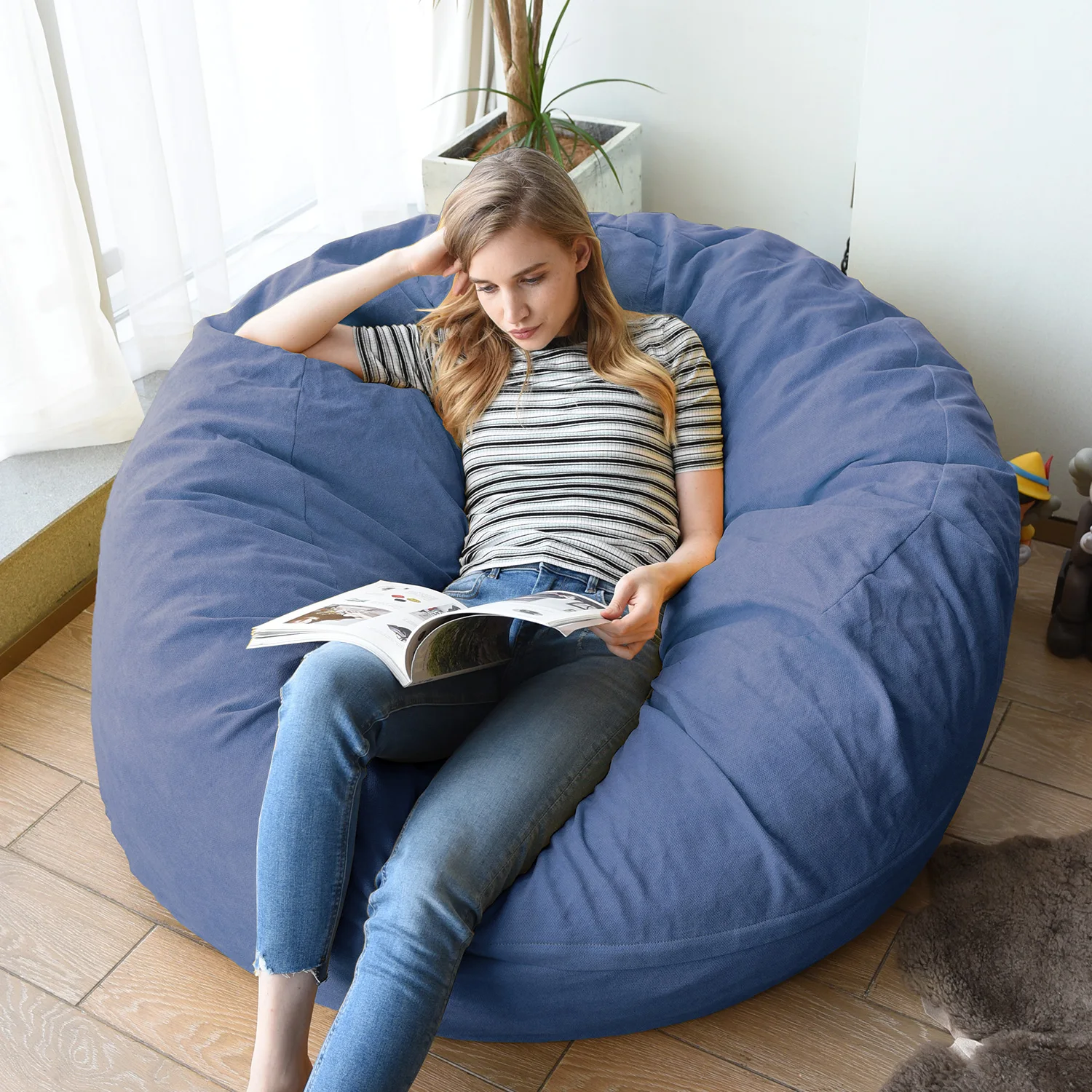 Huge Cinema Room Compressed Foam Sofa Poly Flannelette Fashion Bean Bag Lounge Chairs