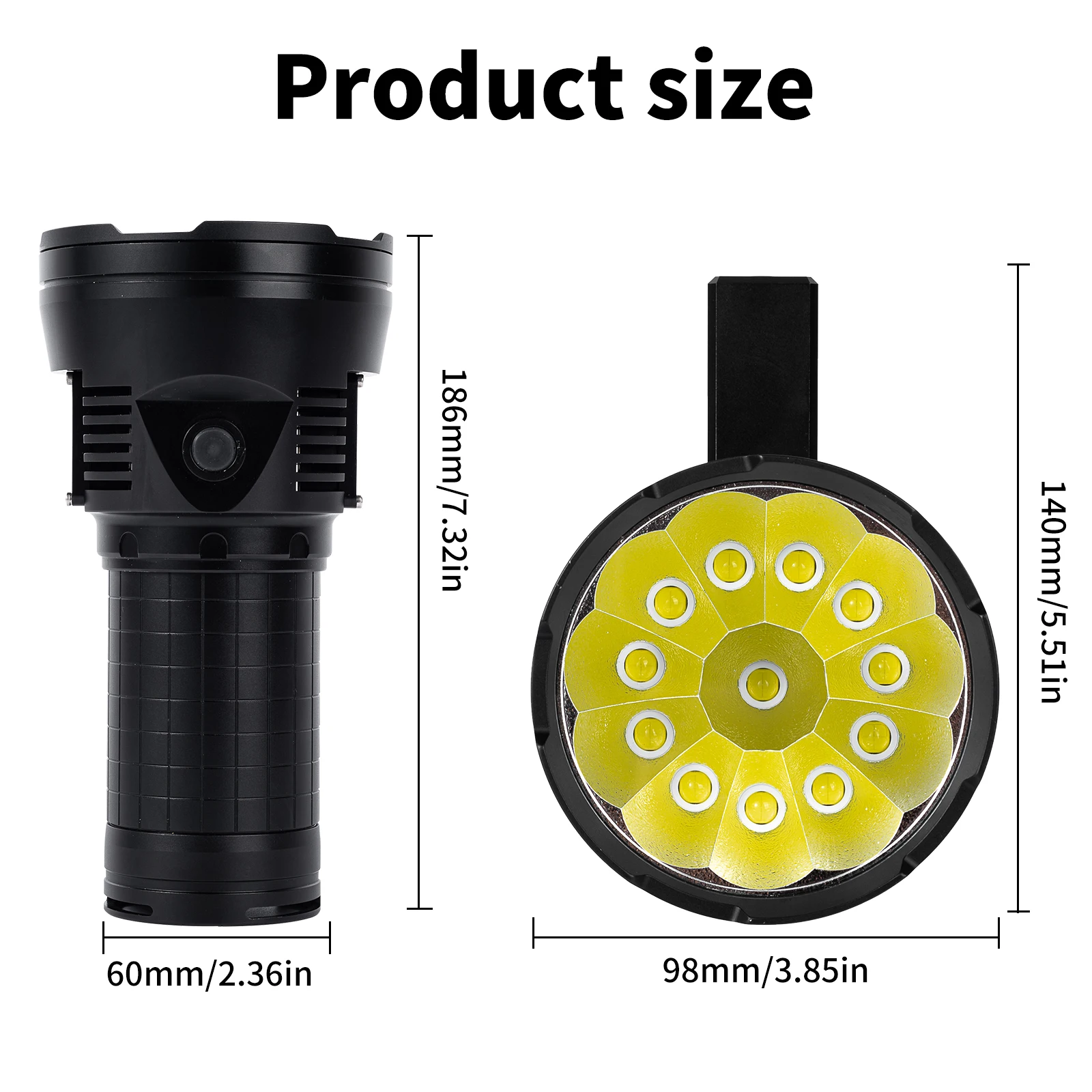New LED High Built-in Power Bank Rechargeable Long Range Reflector XHP70.2 Torch Linterna Flashlight 70000 Lumen