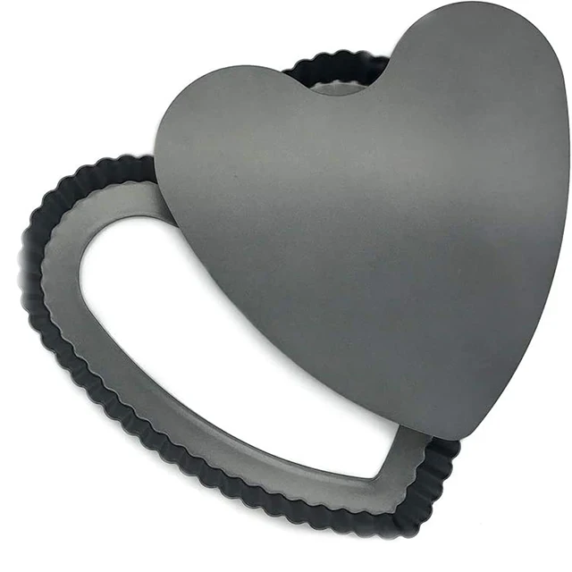 MJ Cake tools non stick coating heart baking dish removable loose bottom 4 inch pie egg tart pan