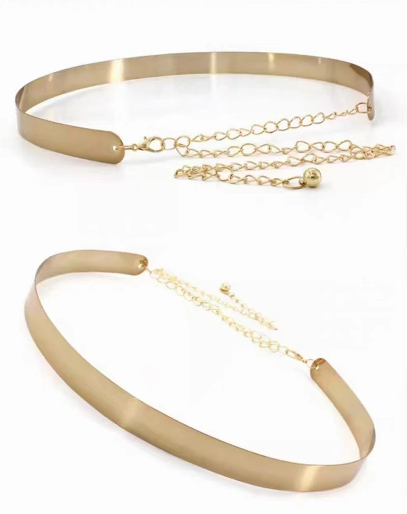 Высококачественный модный простой стиль золотая Женская Регулируемая цепочка пояс для платья