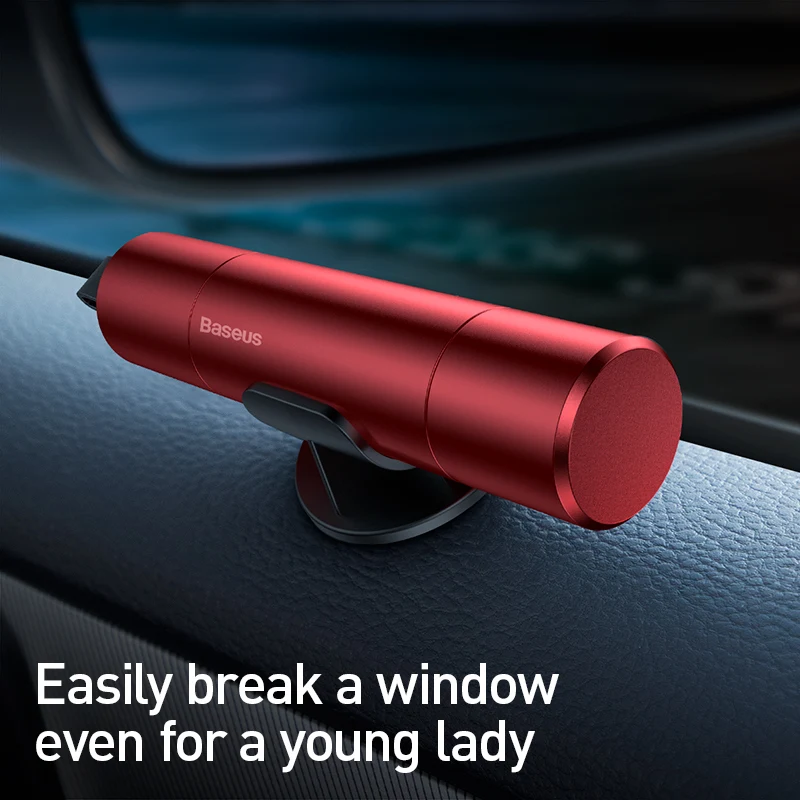 Baseus Portable Car Safety Hammer Window Breaking Flashlight Auto Glass Breaker Life-Saving Tools Car Accessories