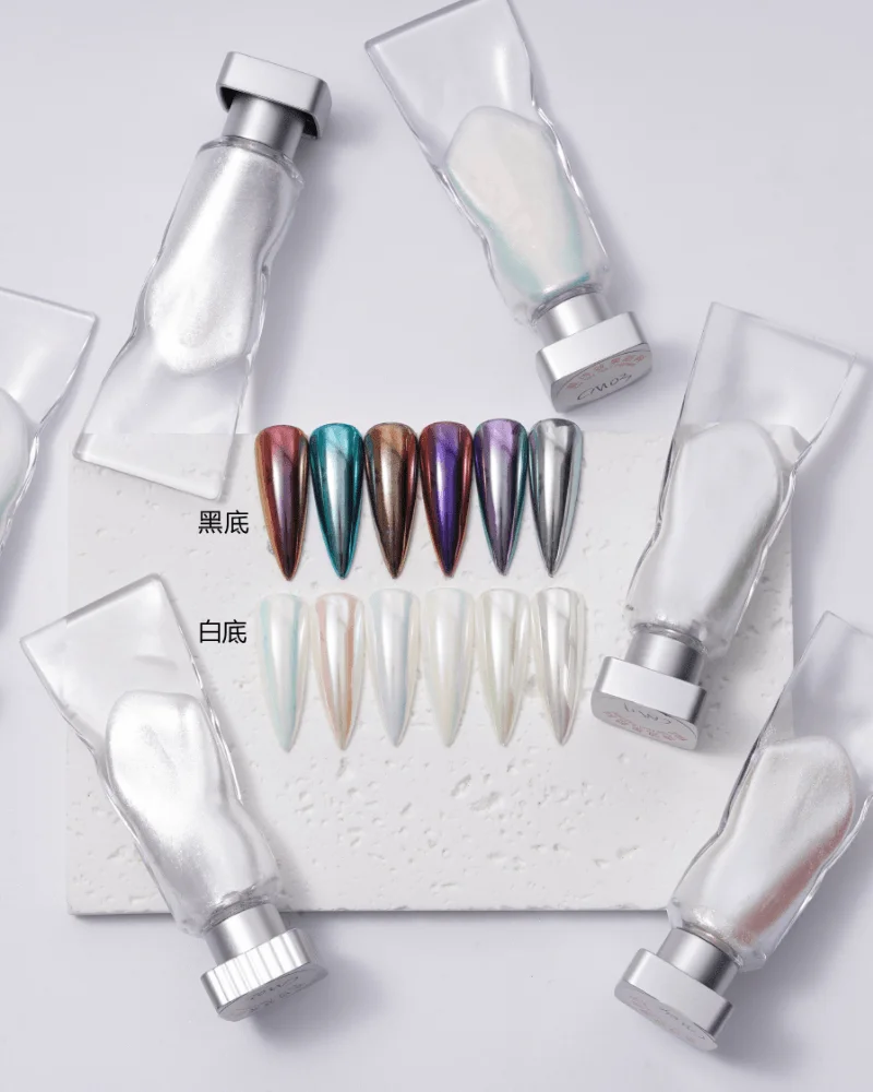 Nail paint nails pearl white mica pigment liquid powder mirror chrome chameleon aurora powder