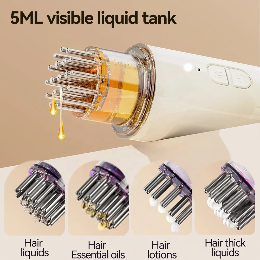 Kimairay Hair Serum Castor Comb Oil Applicator Treatment Hair Oil Applicator Scalp Massager Red LED Light for Hair Growth