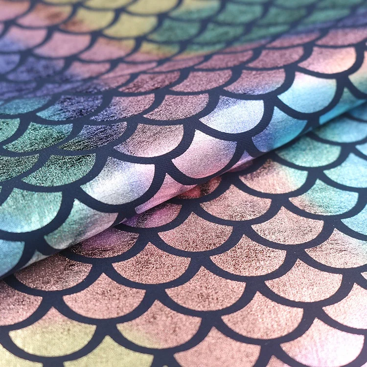 fish scale polyamide elastane foil printing mermaid fabric for swimwear