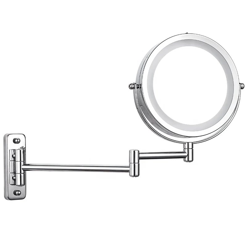 Hot sale hotel Bathroom Round wall mount LED Illuminated magnifying makeup mirror with Normal toggle switch