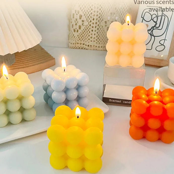 WELLNESS Candle Suppliers Custom Cute Color Bubble Scented Soy Wax Home Fragrance Essential Oils Birthday Party Wedding  Candles