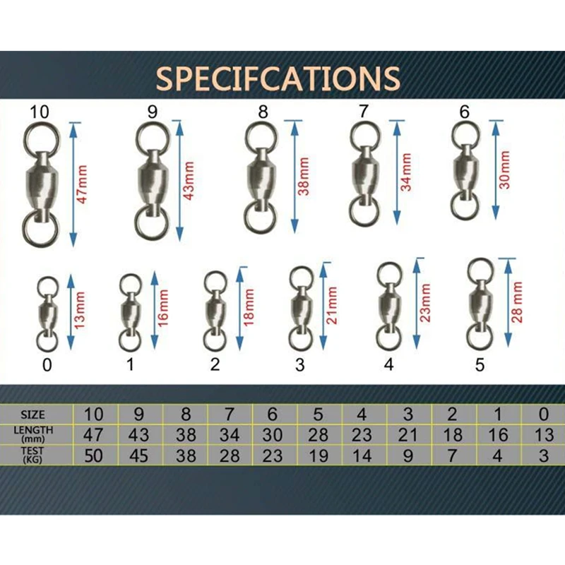 Stainless Steel Big Lure Fishing Swivel High Speed Sea Boat Fishing Barrel Swivels Fishing Swivels Ball Bearing