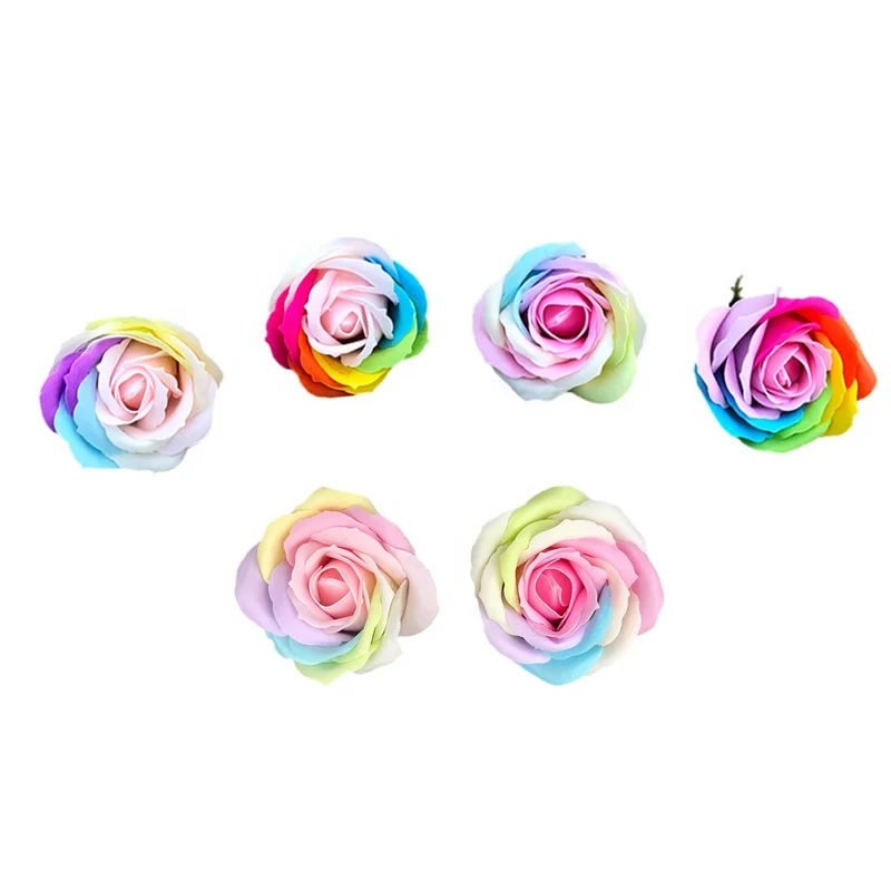 Christmas Decorations Artificial Colorful Rose Soap Flowers Head For Gift Box Bouquets Design Flower Shop