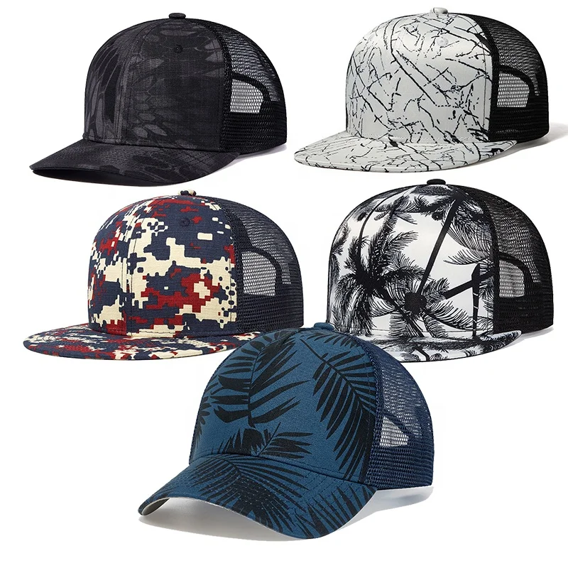 Wholesale Fashion Embroidery Anime  Print Sports Outdoors Mesh Trucker Hats High Quality Golf Wear Cap With Custom Logo