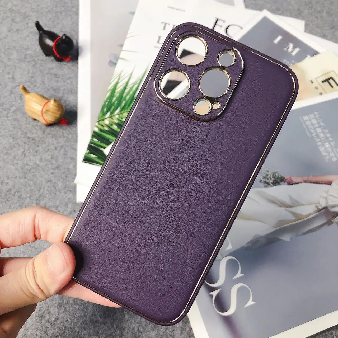 Luxury Camera Protect Hot Dark Purple Leather Silicone Phone Case For iPhone 14 plus 14 pro max samsung s22 ultra s21 note 20