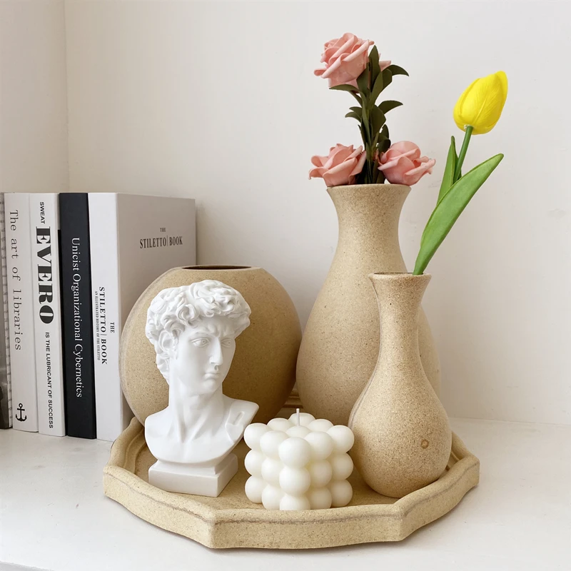 Cutelife Nordic Irregular Small Table Decorative Flower Wooden Vase Living Room Vase Decor