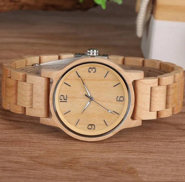Sustainable wood men watch quartz movt brand luxury relogio masculino current relojes hombre