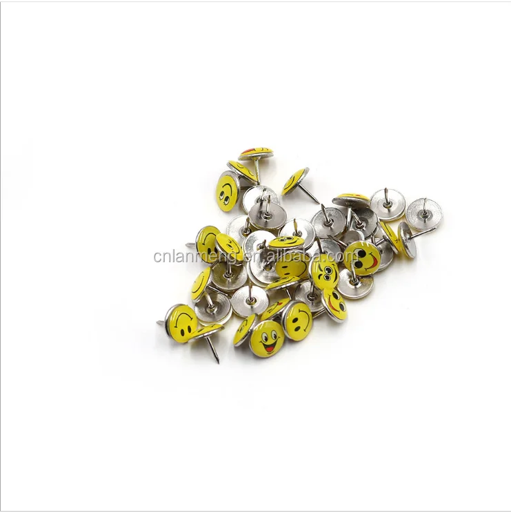 Decorative Colorful Design 100PCS Soft Flat Steel for Photos Wall Maps Corkboards 11mm Thumb Tacks Push Pins Smile drawing pin