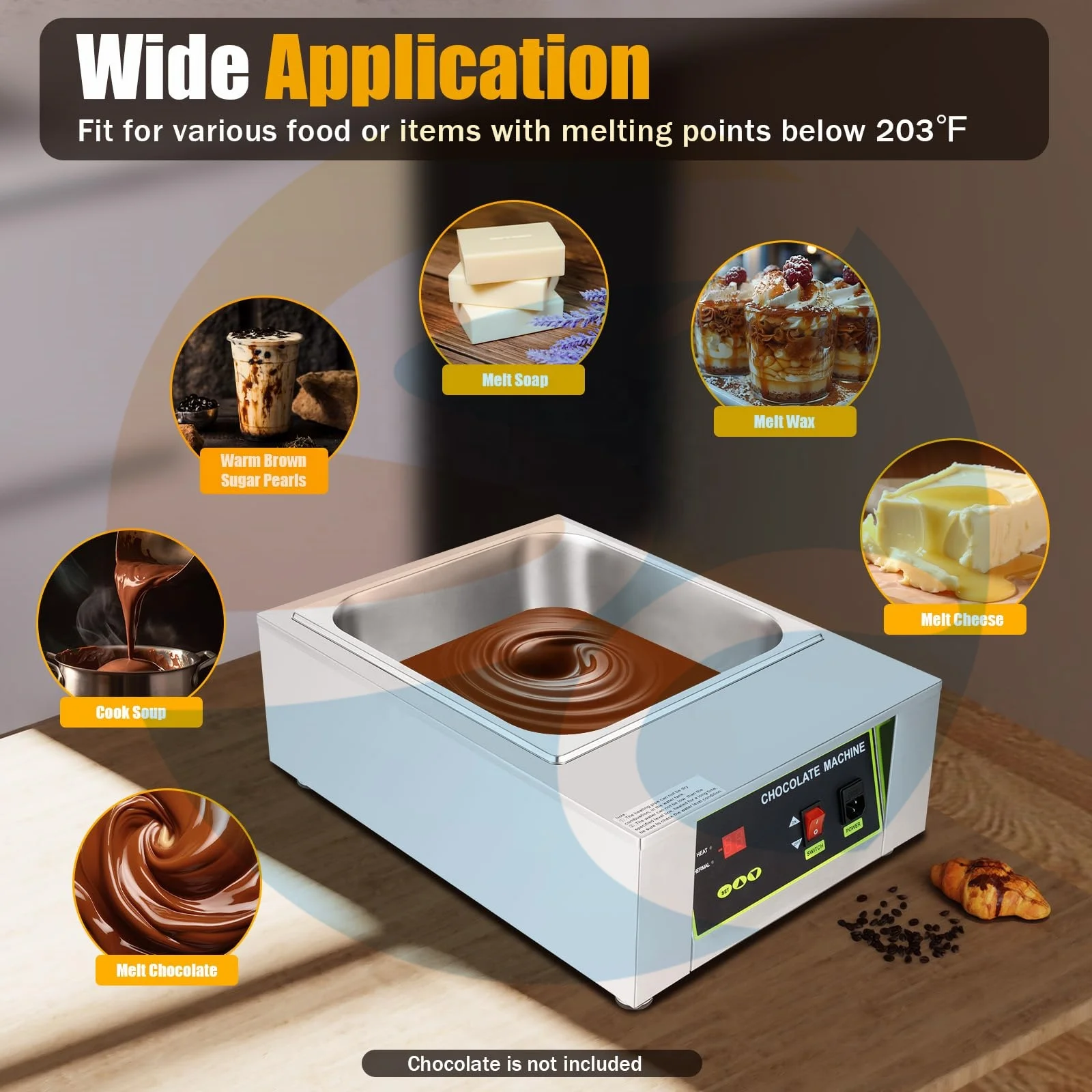 Digital Control Electric Chocolate Melting Single Bowl Electric Chocolate Melting Pot Thermostat Chocolate Warmer Machine