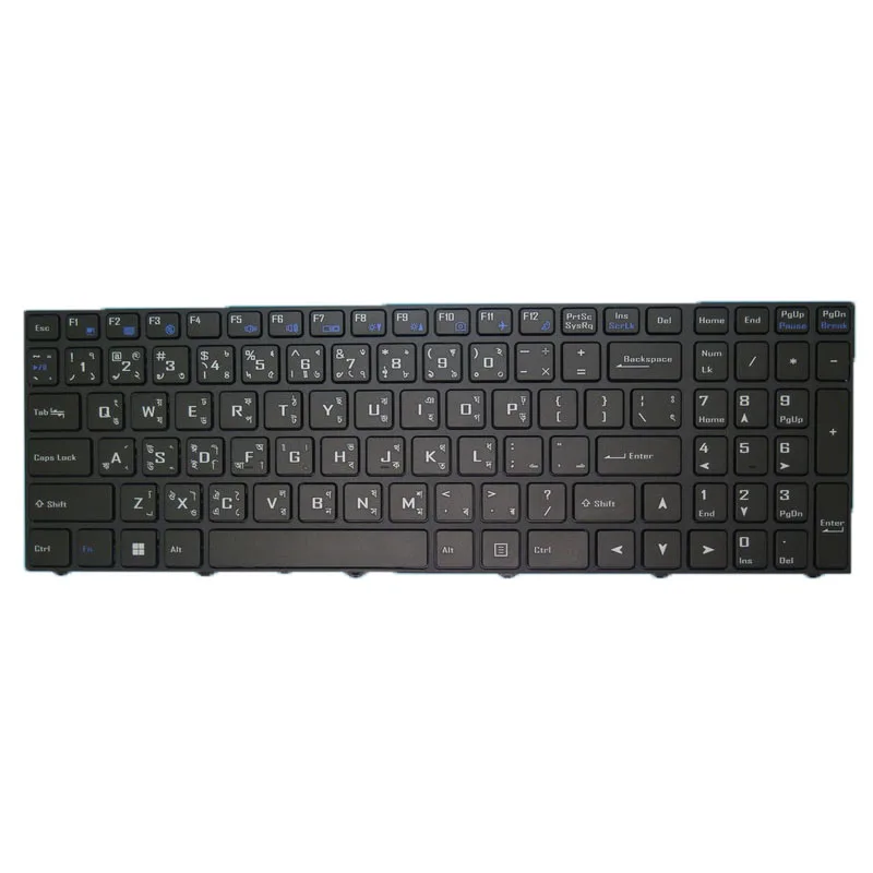 Ноутбук без подсветки бумаги Бенгальский клавиатура для CLEVO N15Z3 PB70 PB71 PB50 PB51 CVM18H83MU-43042 6-80-N1510-510-1W WIN11 Бенгальский MU